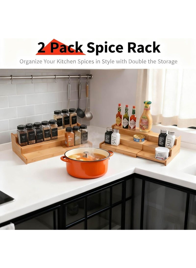 Arabest 2 Pack Bamboo Spice Organization for Cabinet, Cabinet Spice Organizer, 3-Tier Spice Rack Organizer for Cabinet, Kitchen Seasoning Organizer & Seasoning Rack - Image 5